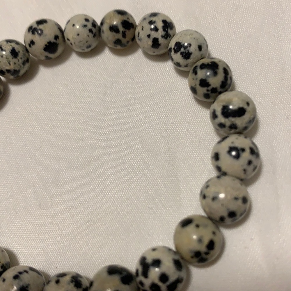 ✨ Bundle 2 for $12. Dalmatian jasper crystal bracelet.
